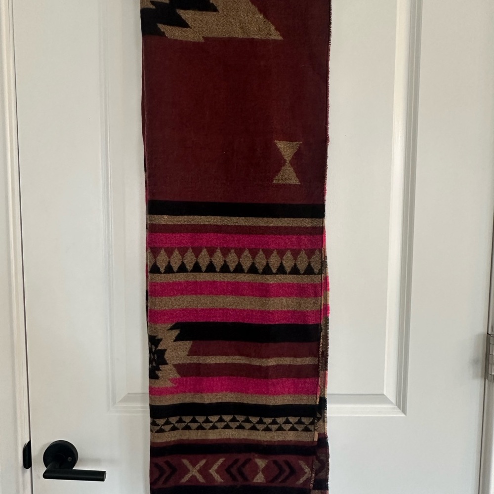 Merona Geometric Pattern Scarf - Burgundy, Pink, Gold, Black